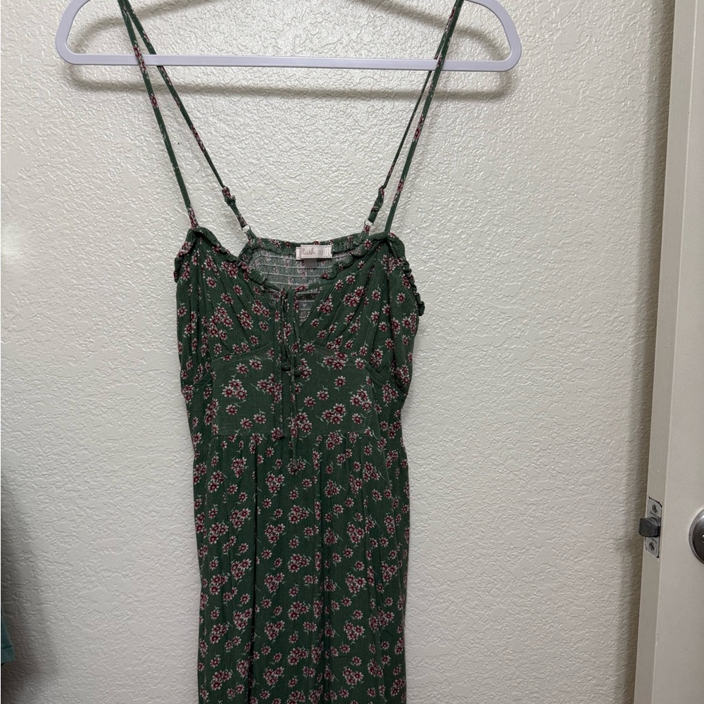 Floral Green Spaghetti Strap Dress